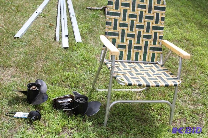 lot 54 image: Lot of (5) Items Including a Folding Beach Ch...
