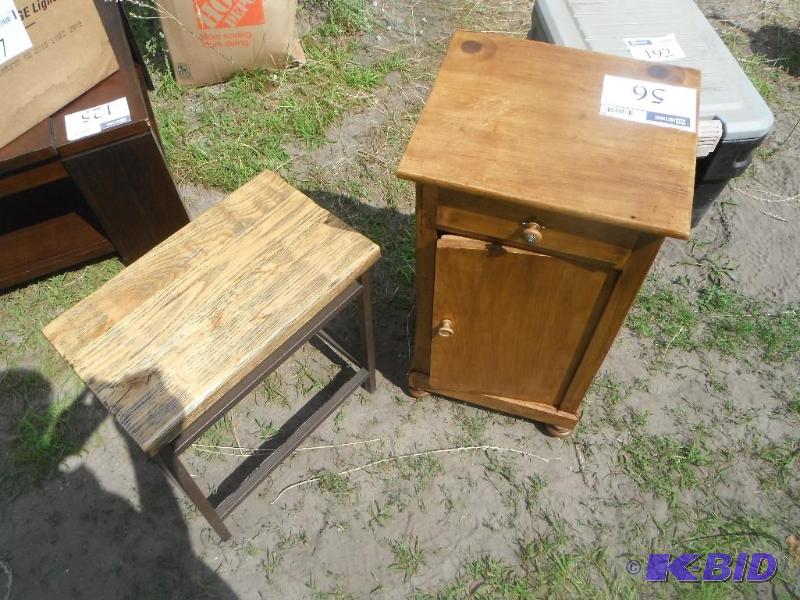 lot 56 image: Lot of (2) items including a wooden table 12&...