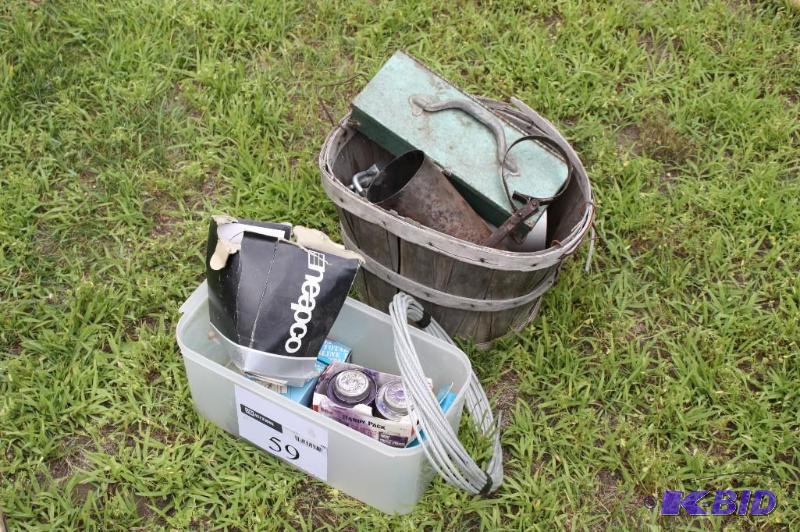 lot 59 image: Lot of (2) bins with various items including ...