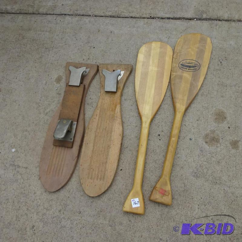 lot 167 image: 2 Short Canoe Paddles. 2 Fish Cleaning Boards...