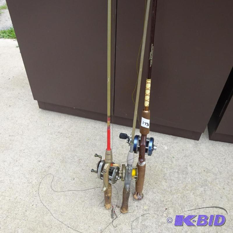 lot 173 image: Vintage Reels with Rods...