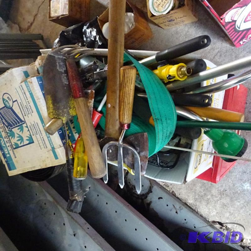 lot 182 image: Box Full of Garden Tools and Supplies...