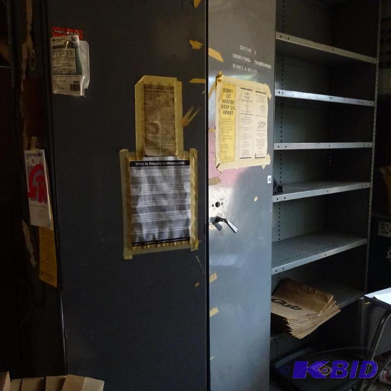 lot 188 image: 2 Door Metal Cabinet with Metal Shelving Unit...