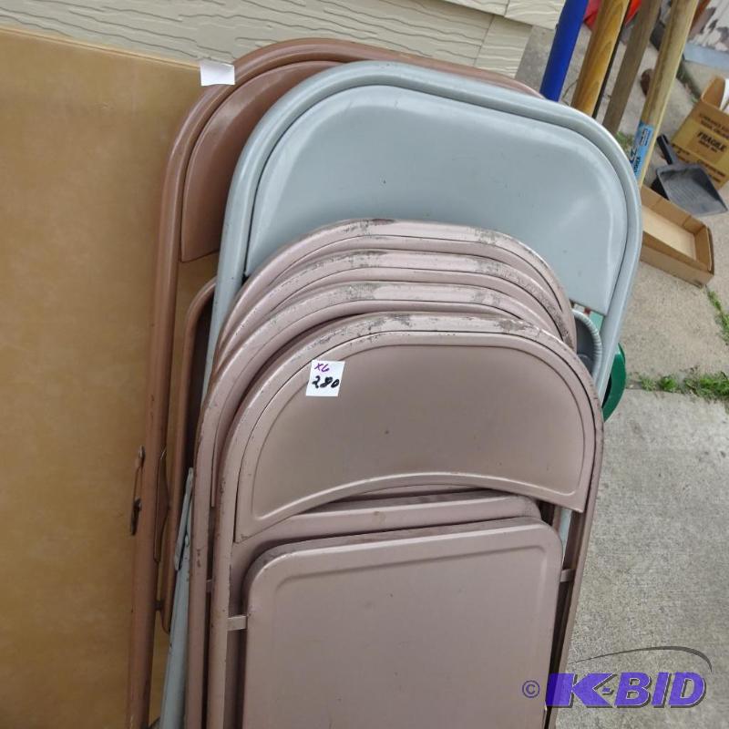 lot 280 image: 6 Folding Metal Chairs...
