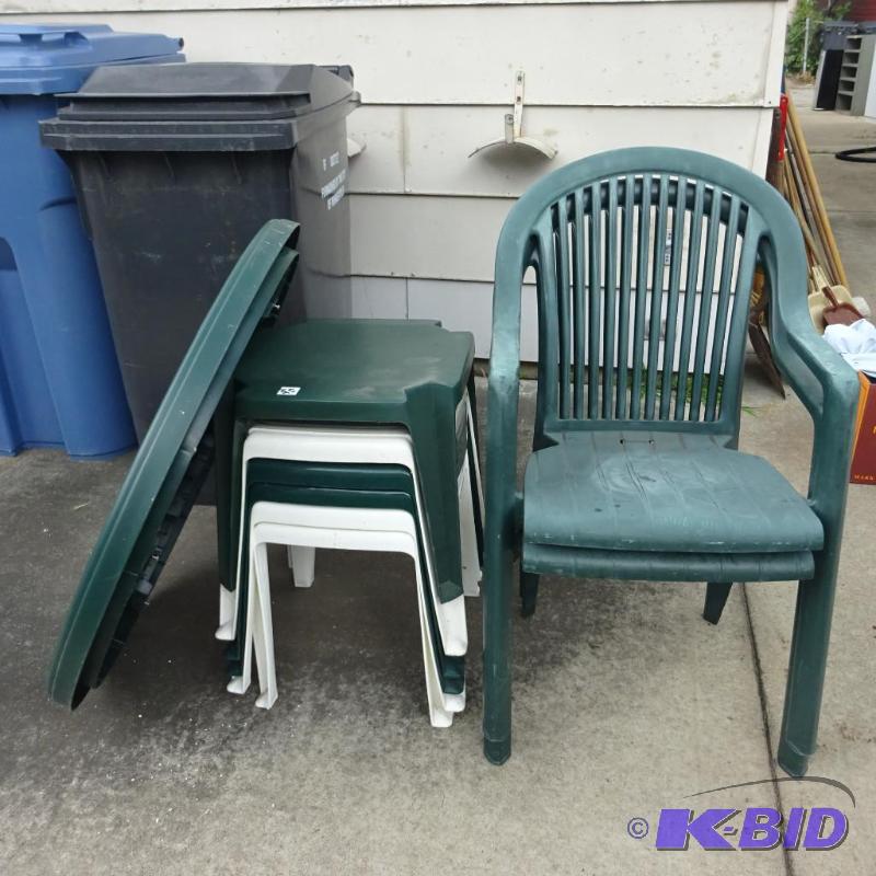 lot 304 image: 2 Patio Chairs Patio Table Top, 6 Patio Side ...
