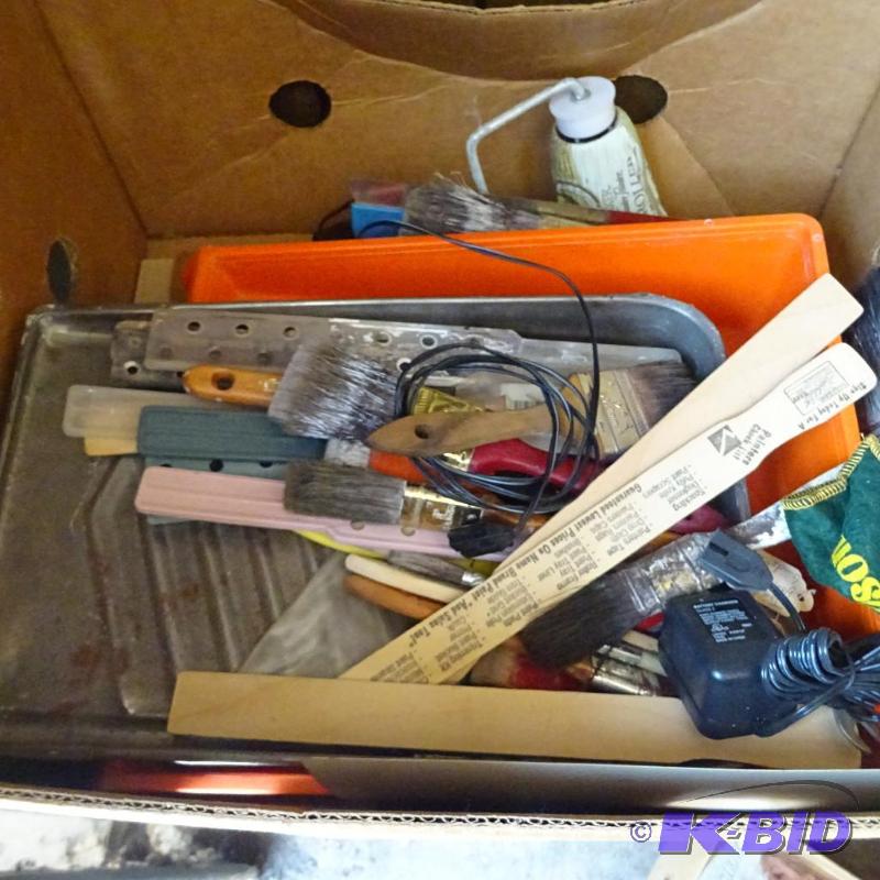 lot 49 image: Box Of Misc Painting Supplies...