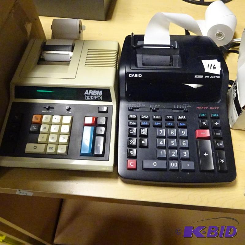lot 116 image: 2 printing calculators. Only 1 power cord...