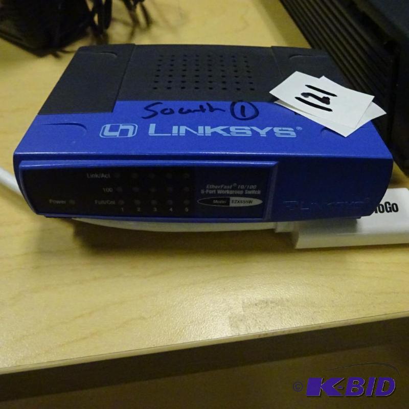 lot 121 image: Linksys 10100 5 port work group switch...