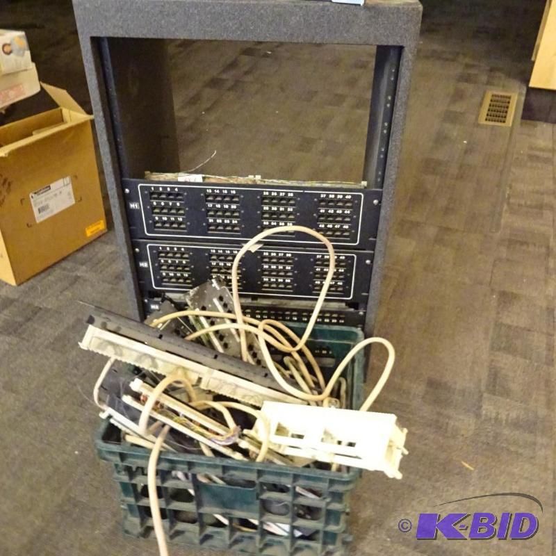 lot 16 image: Telephone and server rack. 21 x 18 x 34 on wh...