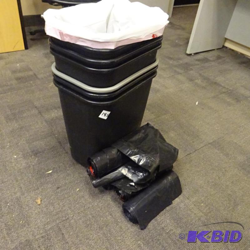 lot 185 image: 7 waste bins with garbage bags for full size ...