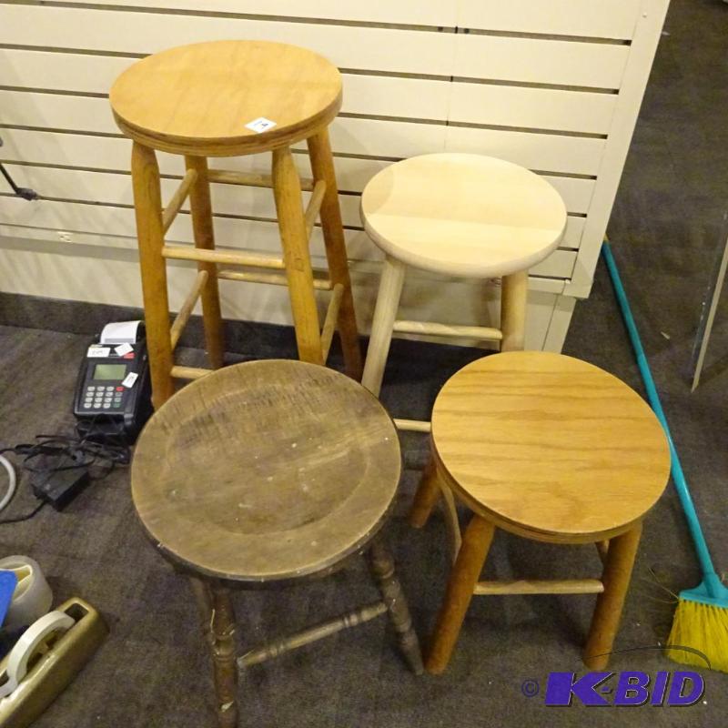 lot 19 image: 4 wood stools...