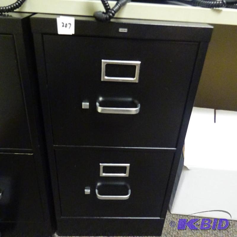 lot 207 image: 15" metal 2 drawer file cabinet...