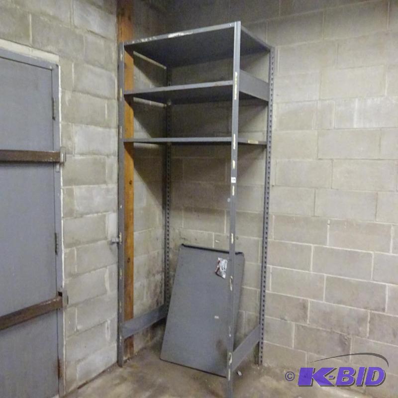 lot 238 image: Greay shelving unit. 5 shelves. Buyer respons...