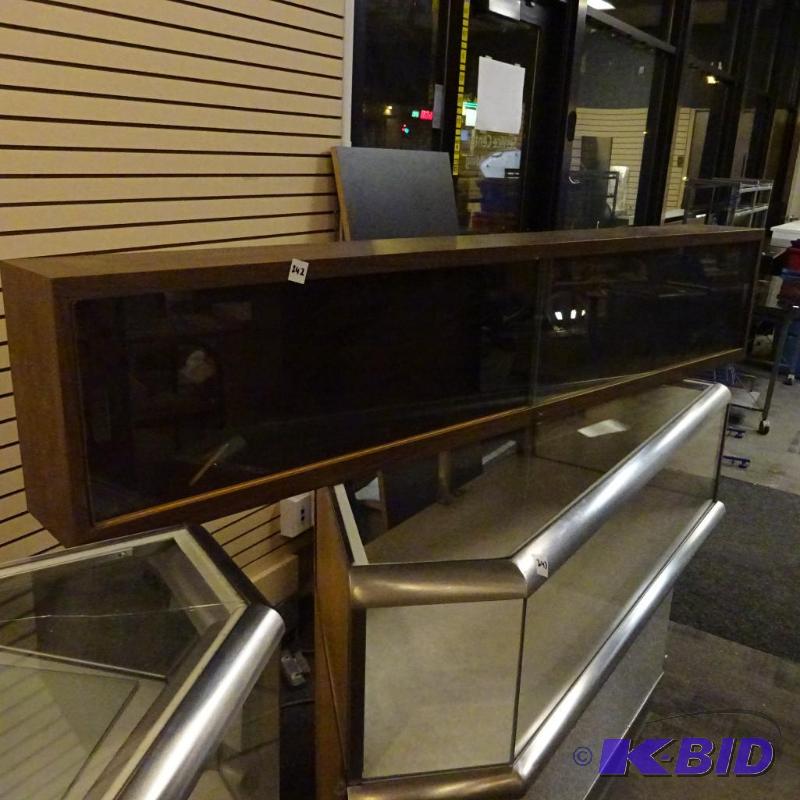 lot 242 image: Laminate display case 72 x 8 x 14. Locked wit...