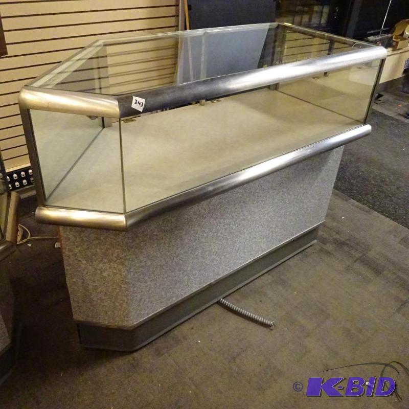 lot 243 image: Glass display case. 6 drawers in rear. Missin...