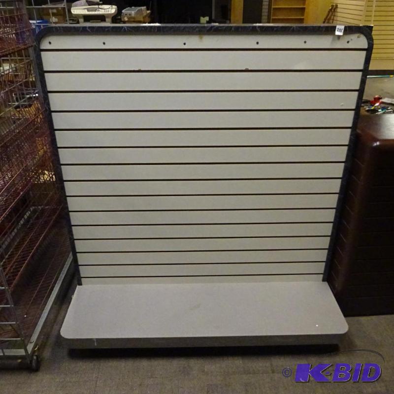 lot 252 image: Double sided slat wall display on wheels. 49 ...