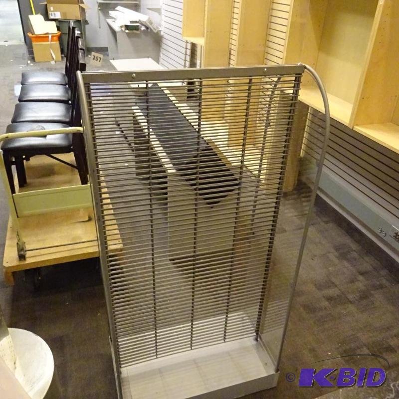 lot 257 image: Double sided metal slat wall retail display. ...