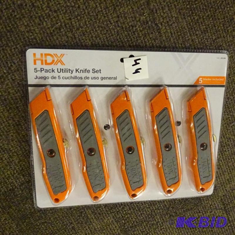 lot 44 image: HDX 5 pack utility knife set...