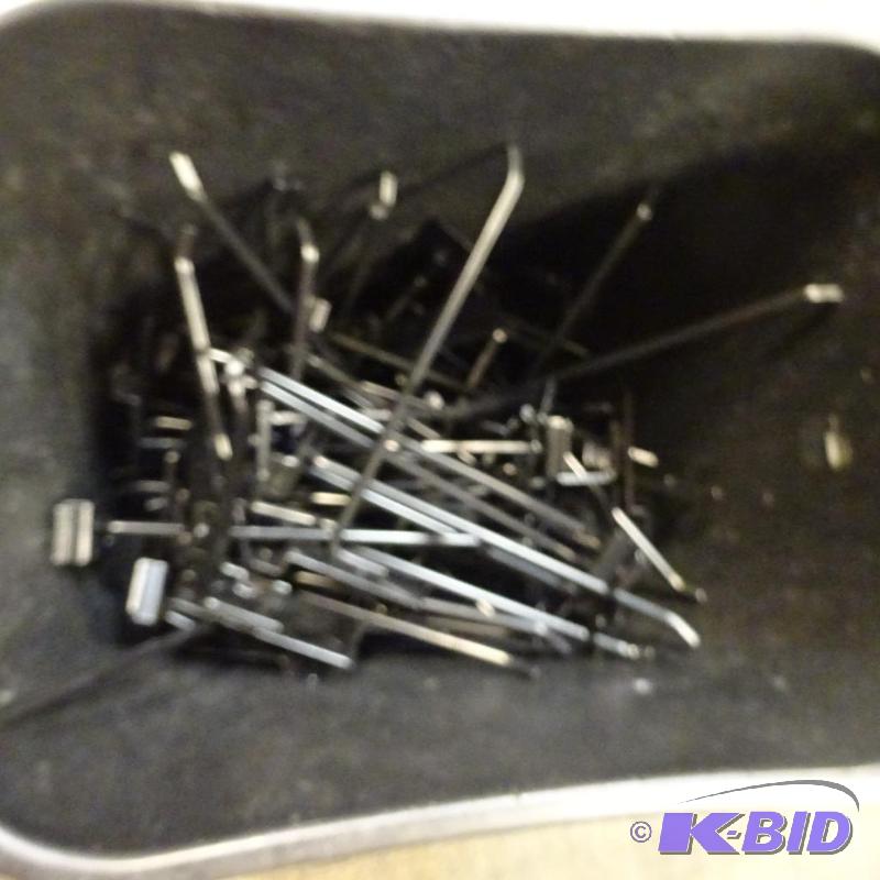 lot 56 image: Bin of slat wall hooks. 8"...