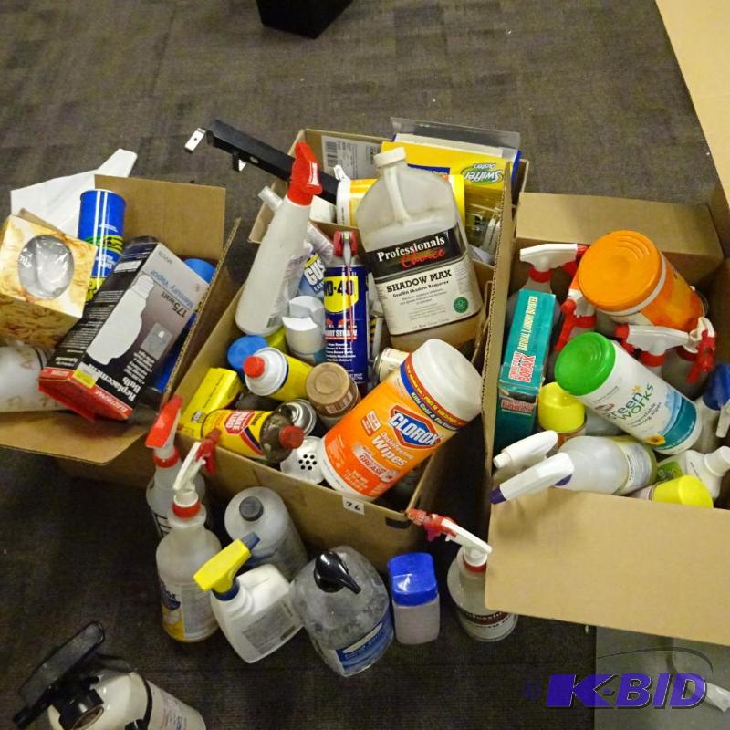 lot 76 image: Large lot of cleaning supplies. 4 boxes. Buye...