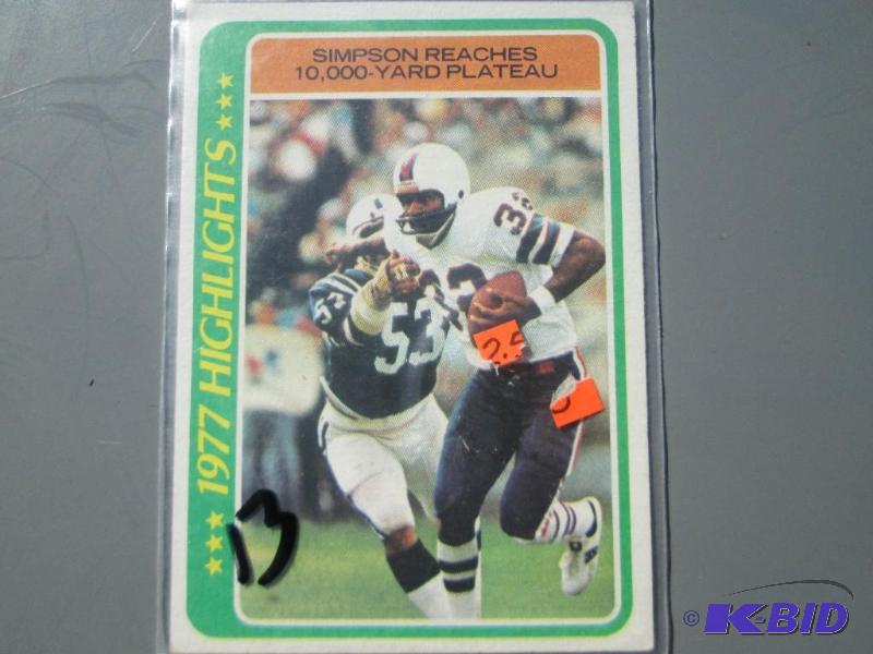 lot 304 image: 78 Topps O J Simpson highlight card...