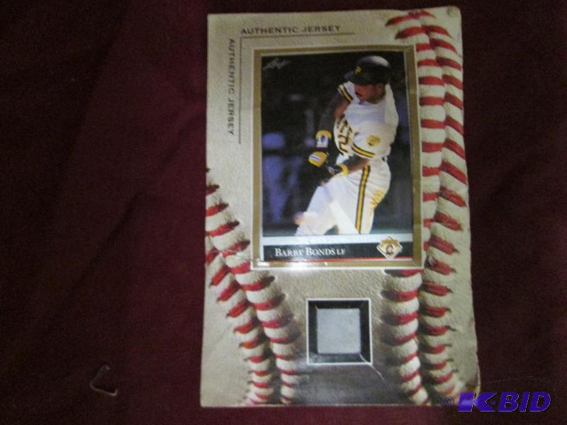 lot 343 image: Barry Bonds Authentic Jersey card is bent...