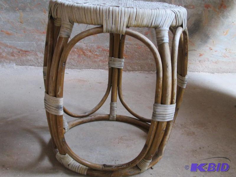 lot 4 image: Wood and wicker foot rest...