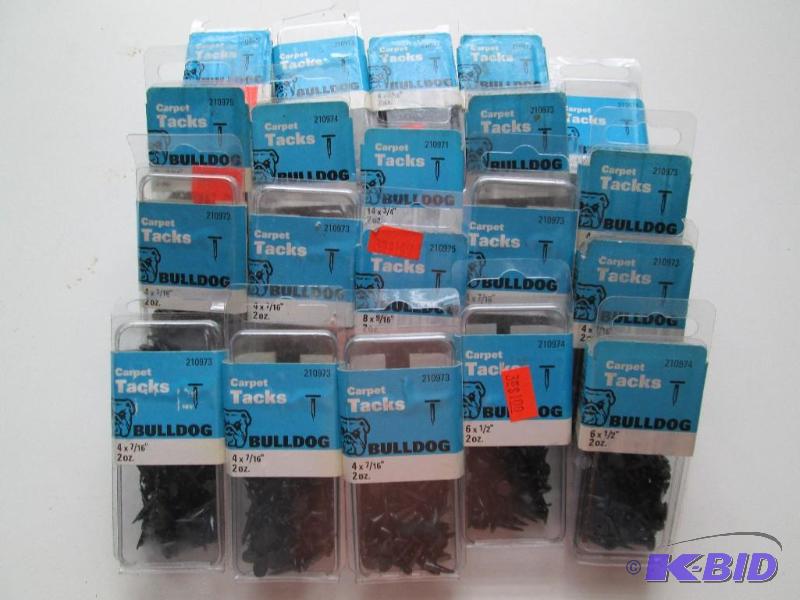 lot 45 image: Lot of 20 new packages of Bulldog carpet tack...
