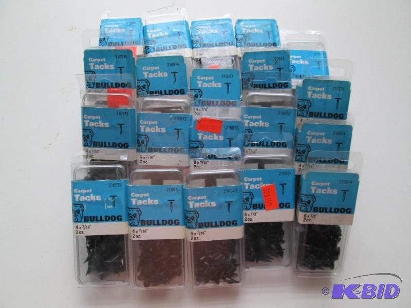 lot 46 image: Lot of 20 new packages of Bulldog carpet tack...