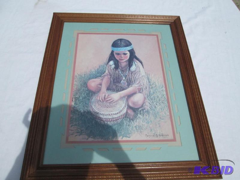 lot 5 image: Framed and matted indian print...