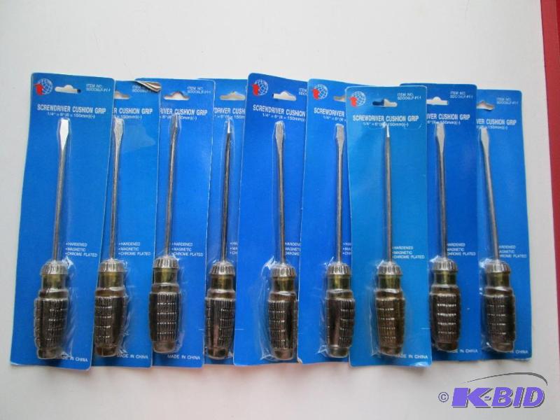 lot 51 image: Lot of 9 14 x 6 cushion grip screwdrivers. A...