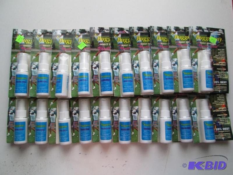 lot 62 image: Lot of 20 Buggspray single ounce bottles. Van...