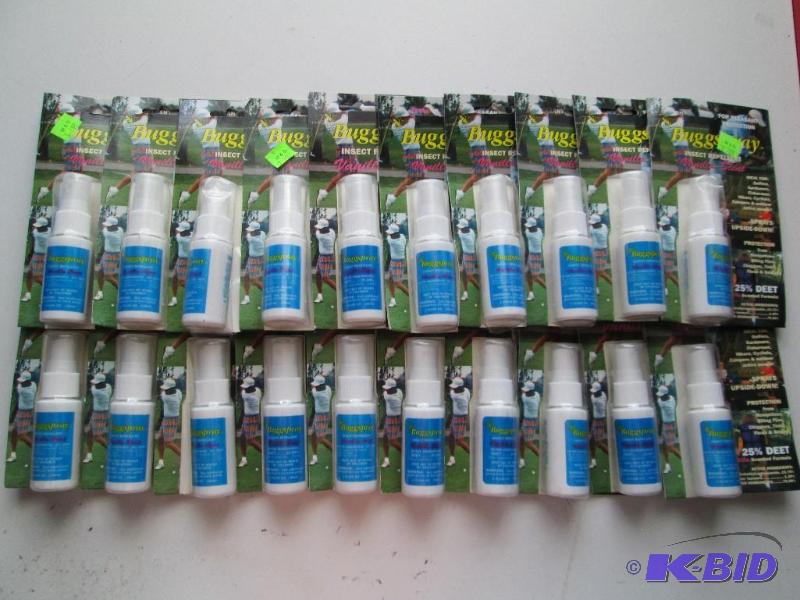 lot 63 image: Lot of 20 Buggspray single ounce bottles. Van...