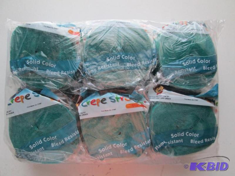 lot 65 image: Lot of 12 crepe paper streamers, green in col...
