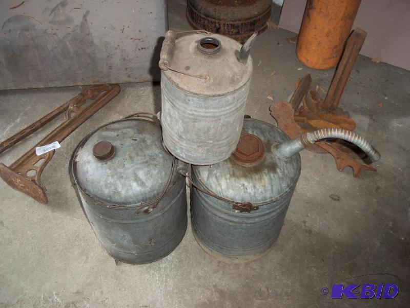 lot 336 image: 3 antique gas cans