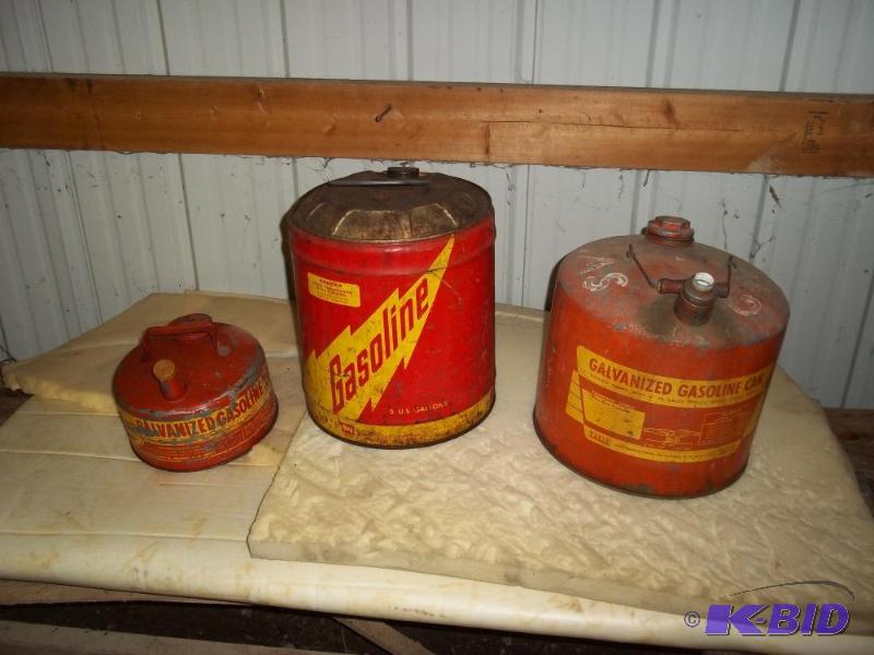 lot 99 image: 3 Antique Gas Cans