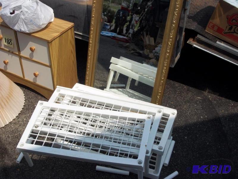 lot 221 image: Heavy mirror with plastic shelving