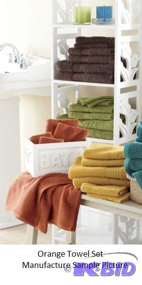 12 Piece Orange Towel Set -&nbspRich color a...