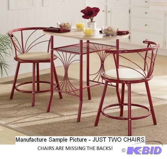 Pair of Red Bistro Chairs - Missing the backs...