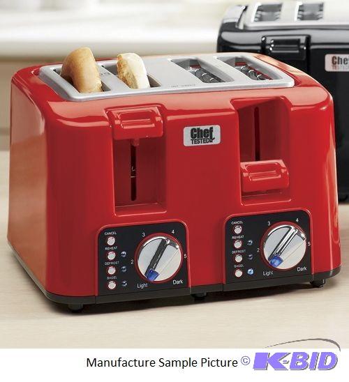 Chef Tested Red and Stainless 4 Slice Toaster...