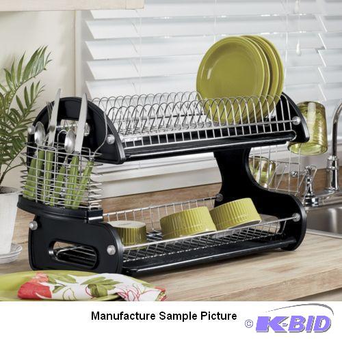 Home Basics Two Tier Dish Drainer - Black and...