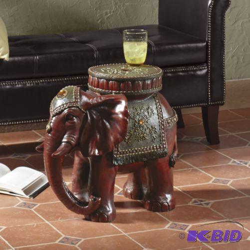 Elephant StoolTable - Garbed in ceremonial d...