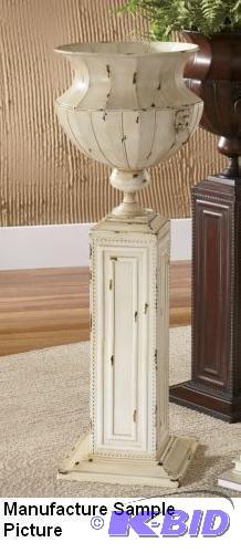 Ribbed Fluted Cream Color Planter Stand - On...