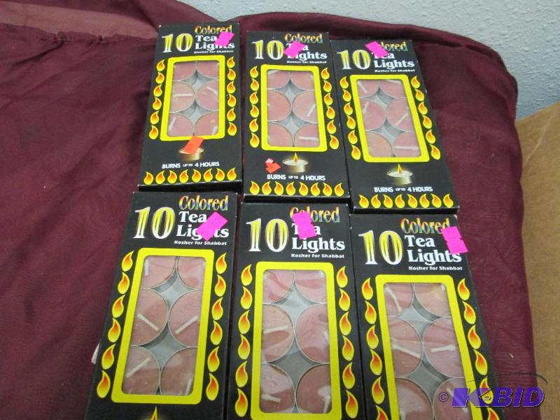 Qty 6 Boxes of 10 colored tea lights burns up...