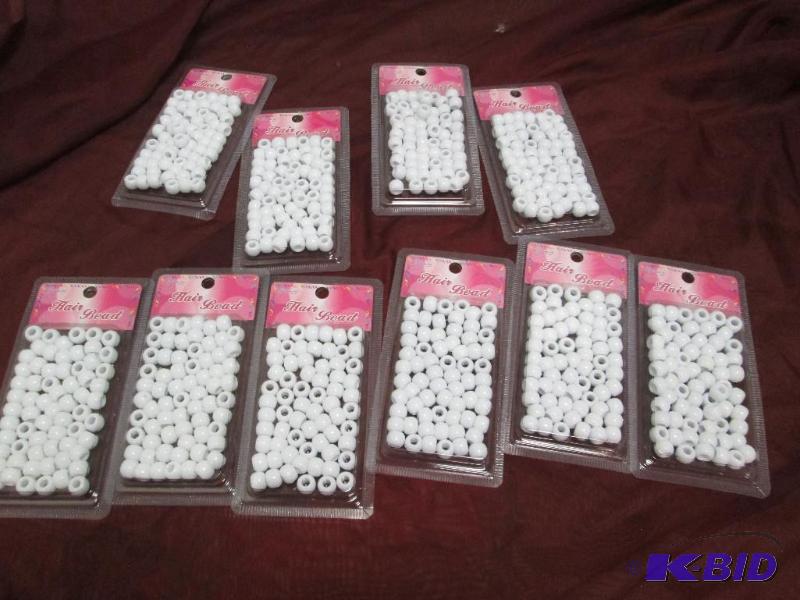 Qty 10 white hair beads...