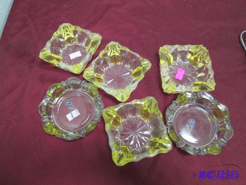 Qty 6 Glass ash trays...