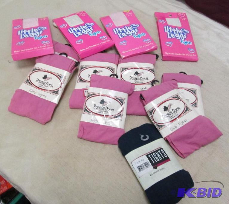 Qty 7 Bonnie Doon girls tights pink- All seas...