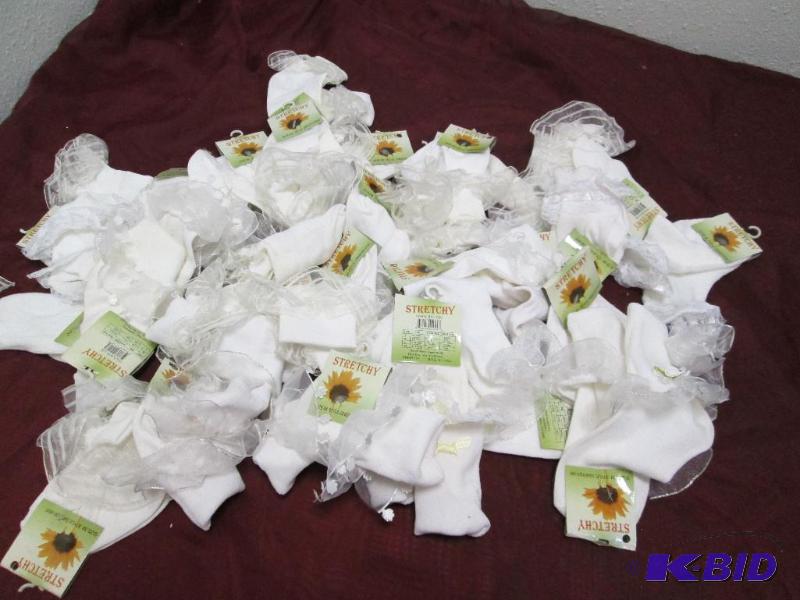 Qty 28 Stretch White lace socks Size Medium- ...