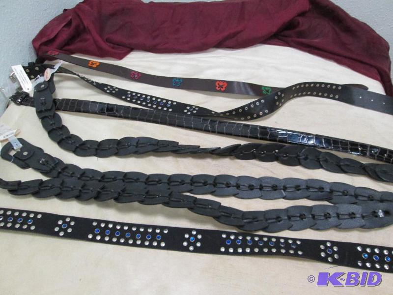 Qty 7 Keith Daniels medium women belts, assor...