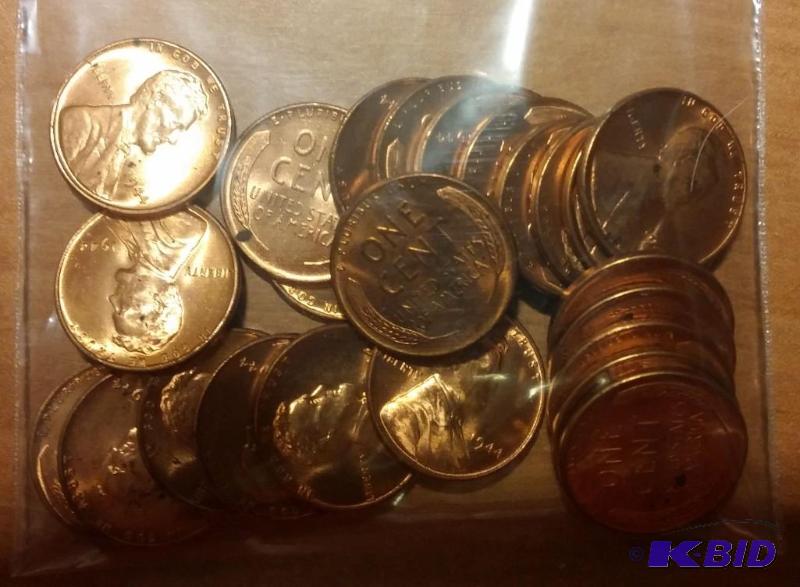 lot 1 image: 1944 Wheat Pennies---Brilliant Uncirculated...